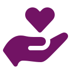 Hand and heart icon